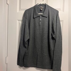BANANA REPUBLIC EXTRA FINE ITALIAN MERINO WOOL GRAY LONG SLEEVE MENS SWEATER